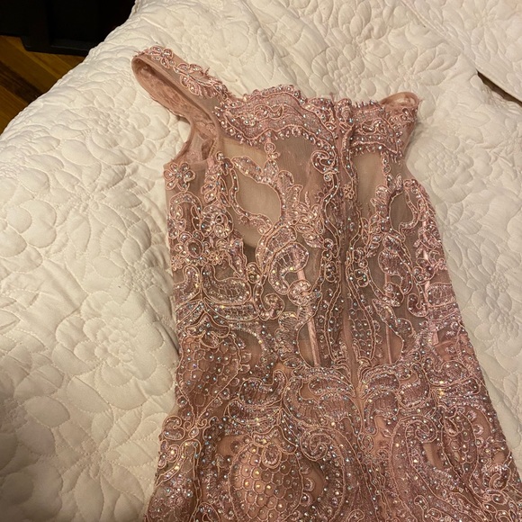 Pink Mermaid Style Rhinestone Prom Dress - Picture 8 of 10